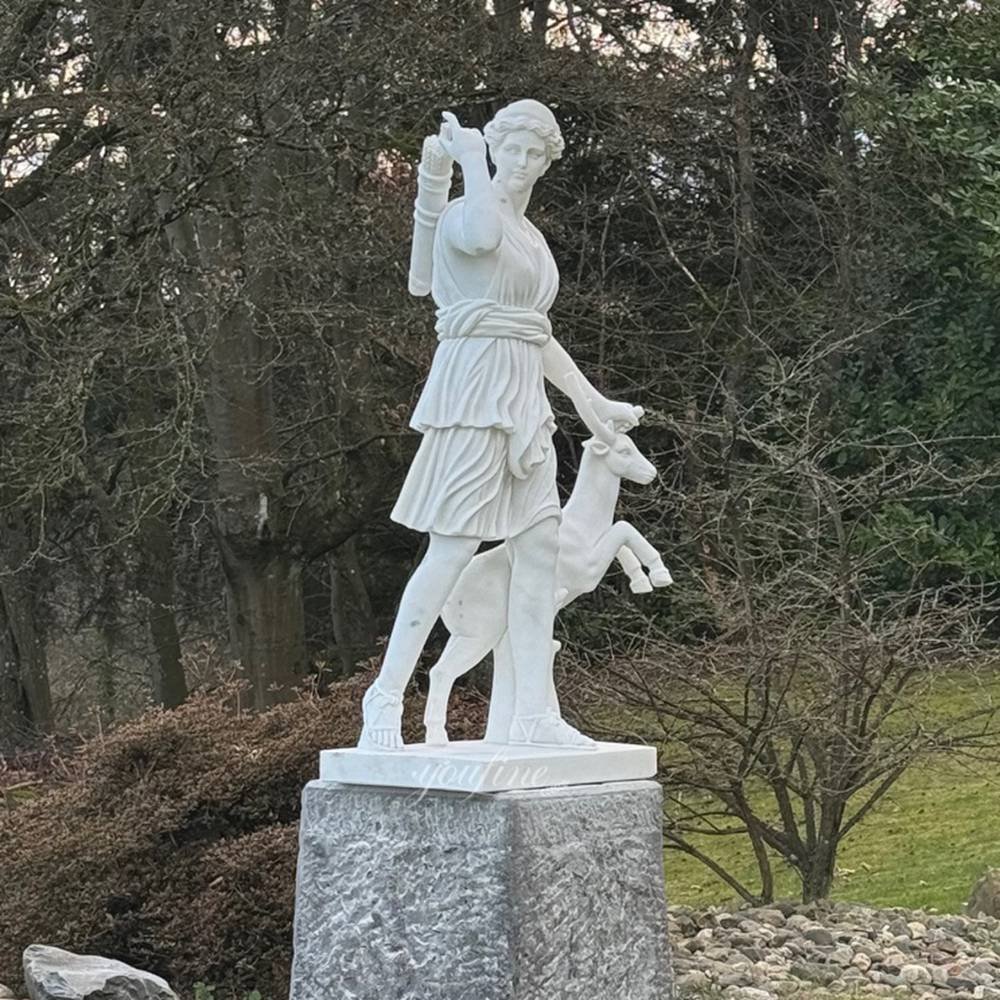outdoor marble goddess Diana statue