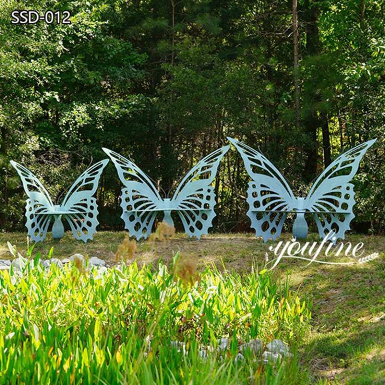 outdoor metal butterfly bench