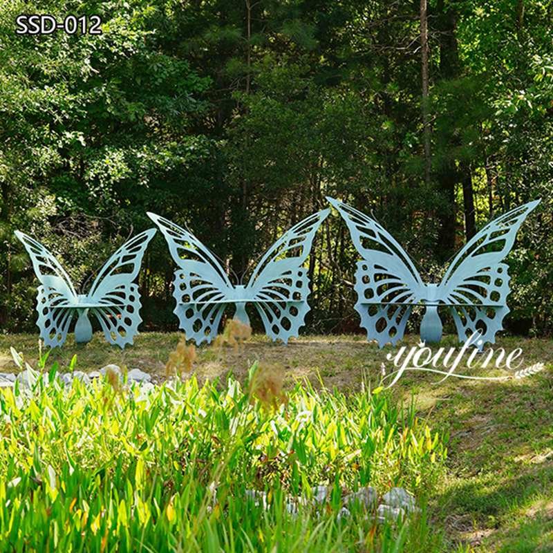 outdoor metal butterfly bench