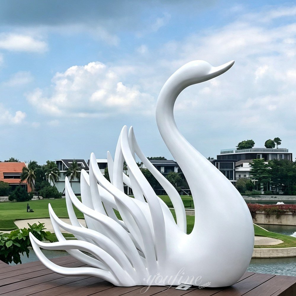 outdoor resin swan sculpture
