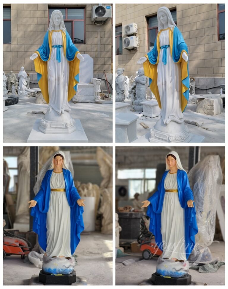 63" Outdoor Marble Our Lady of Grace Statue for Sale