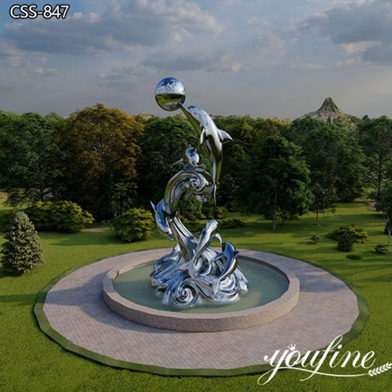 stainless steel dolphin sculpture -YouFine Sculpture