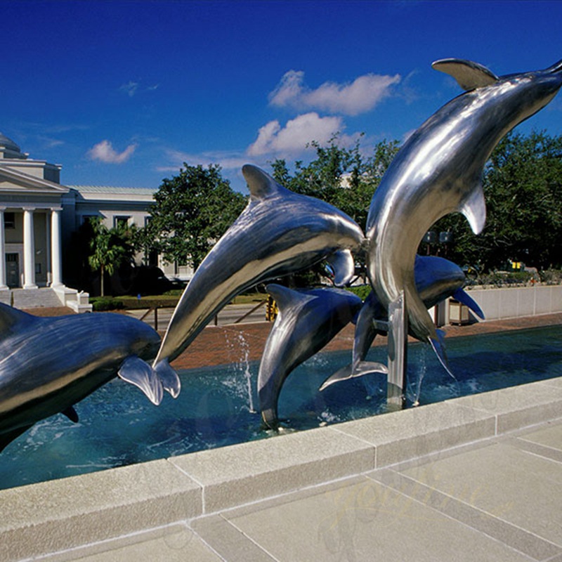 stainless steel dolphin statue (2)