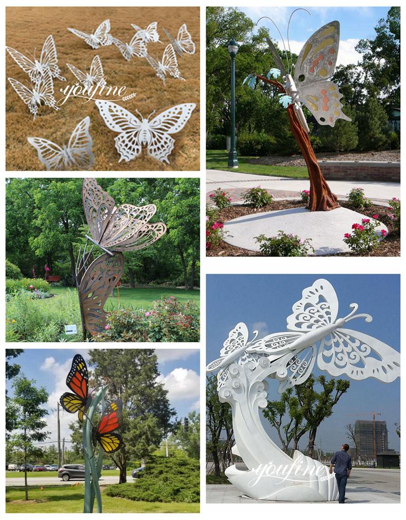 stainless steel outdoor butterfly sculpture of different styles