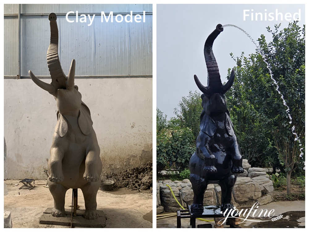 standing bronze elephant fountain casting process