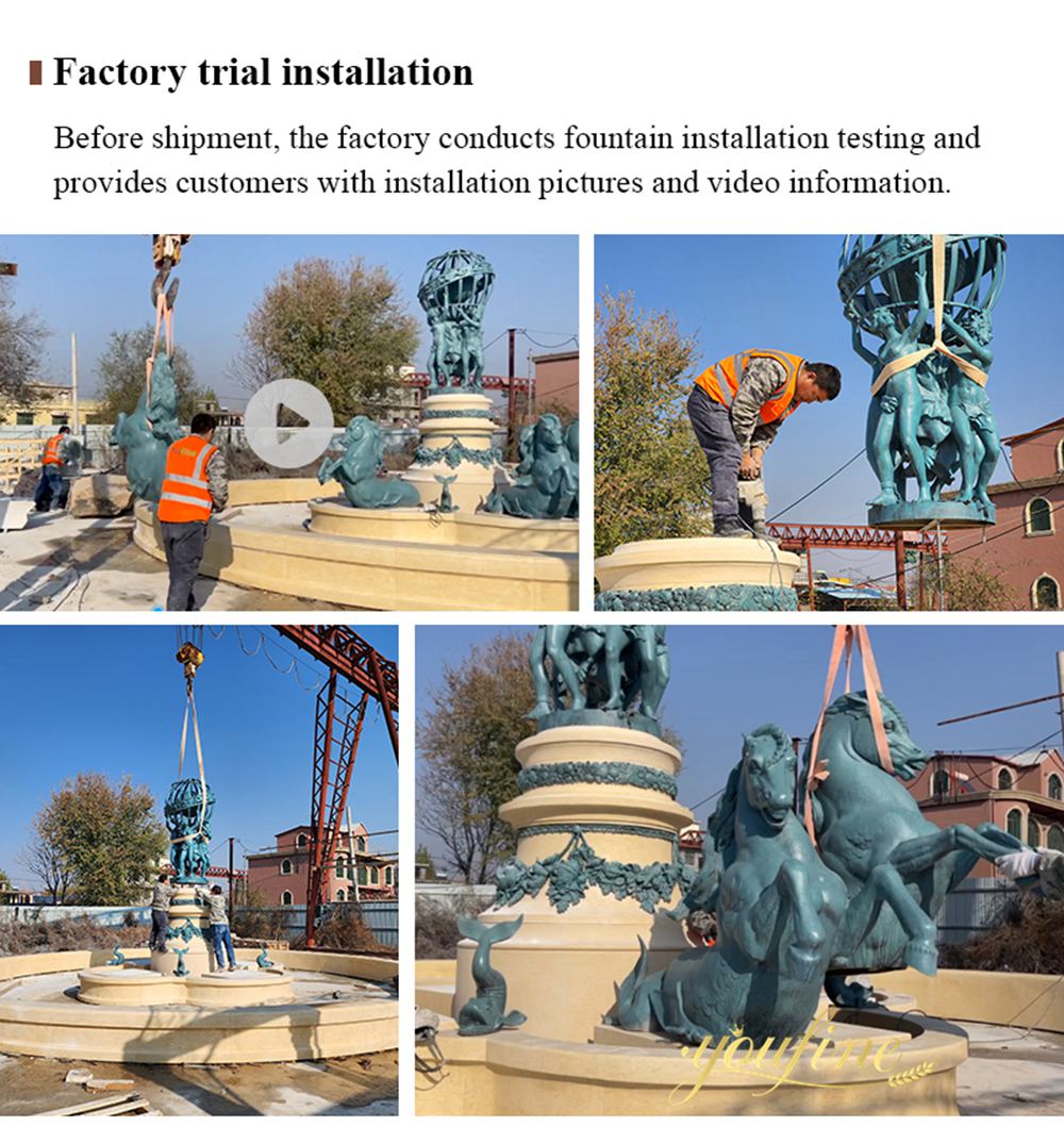 trial installation of bronze water features