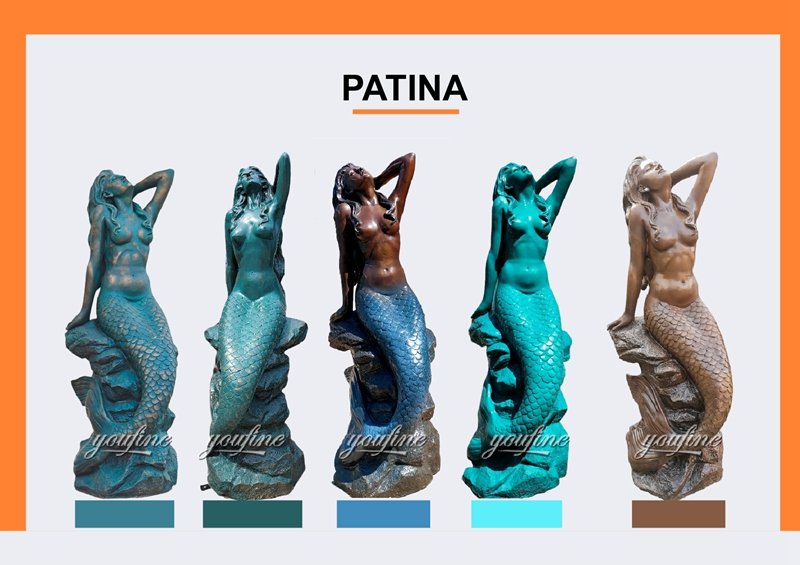 various bronze mermaid statues