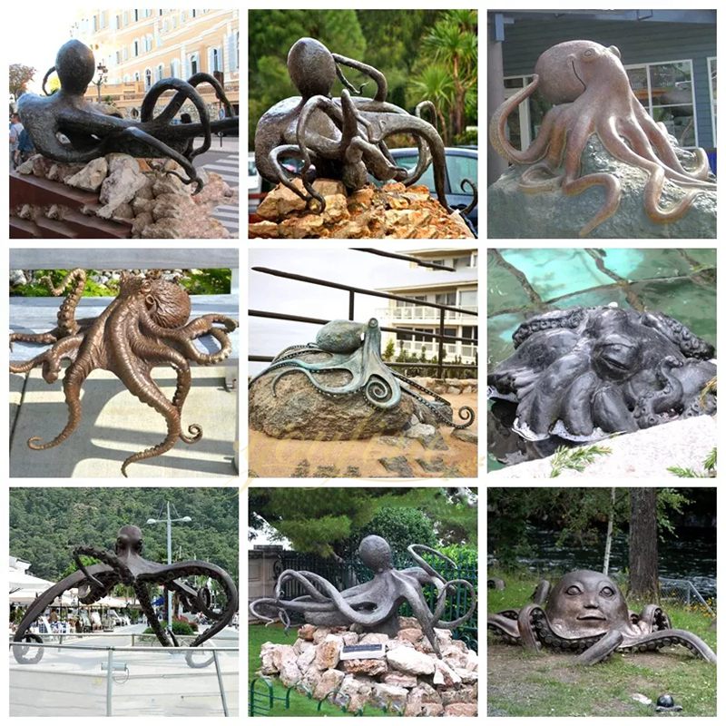 various large bronze octopus sculpture