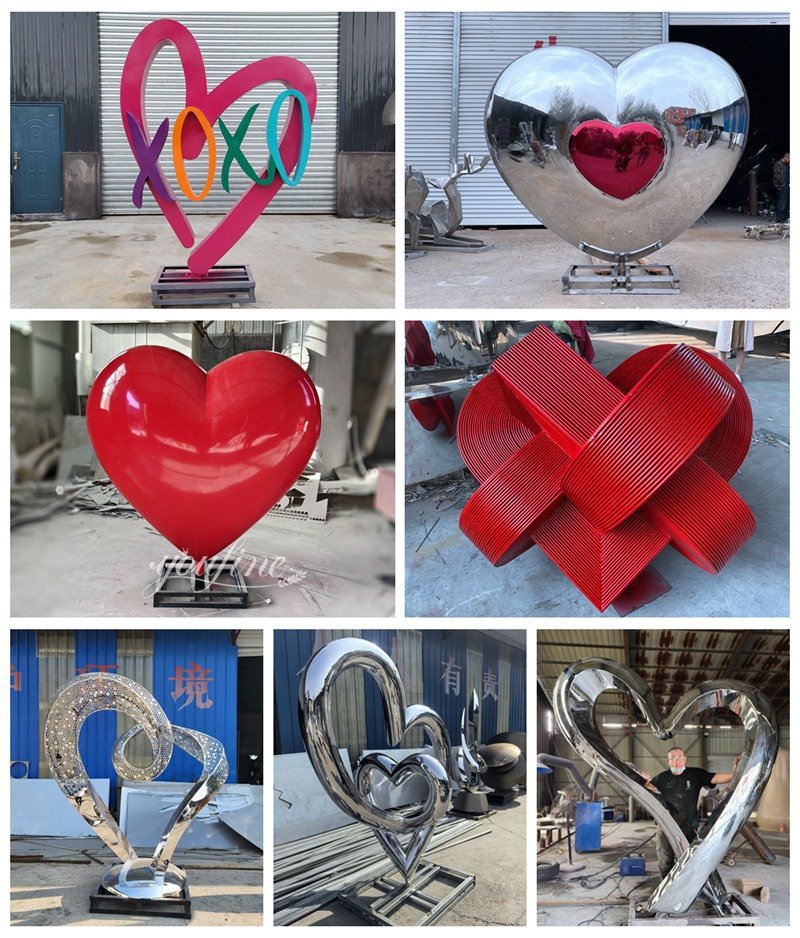 various stainless steel heart sculptures from the YouFine factory