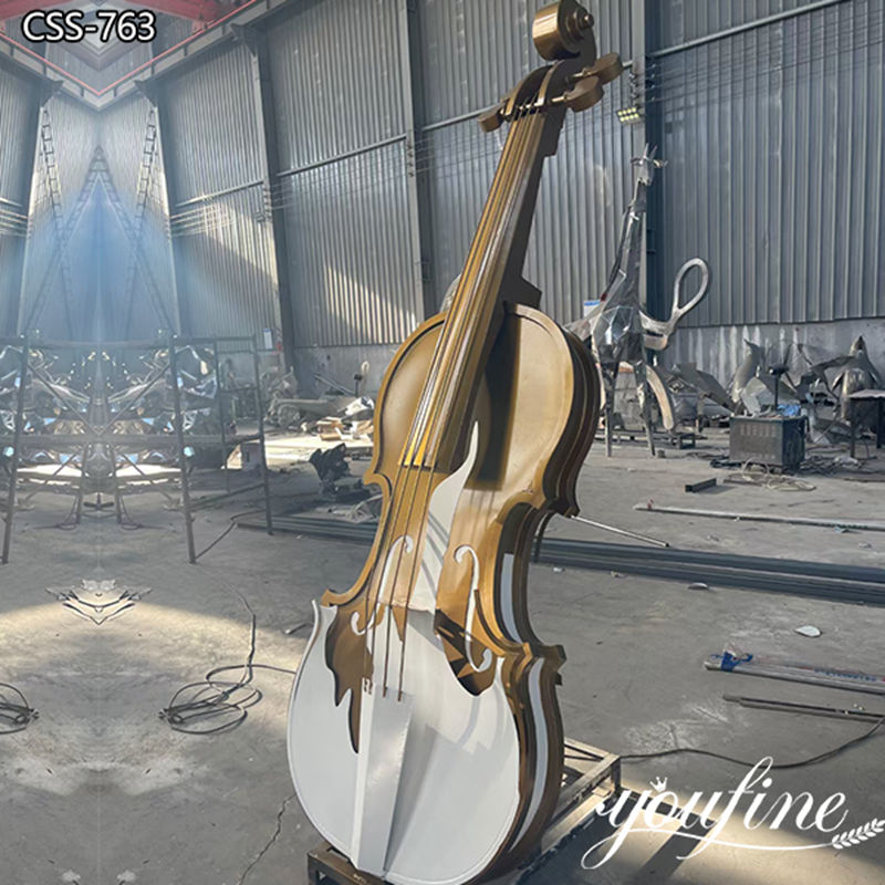 Realistic Large Metal Violin Sculpture Art Design for Sale CSS-763
