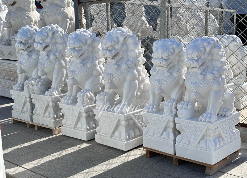 white marble Chinese foo dogs