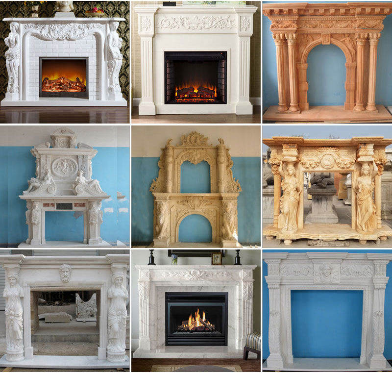 white marble fireplace surround -YouFine Sculpture