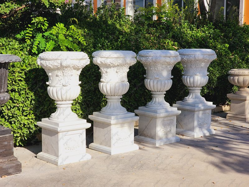 white marble flower pot