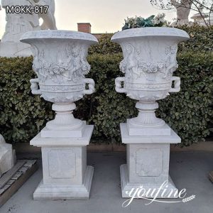  » Real Marble Planter with Detailed Carvings for Sale MOKK-817