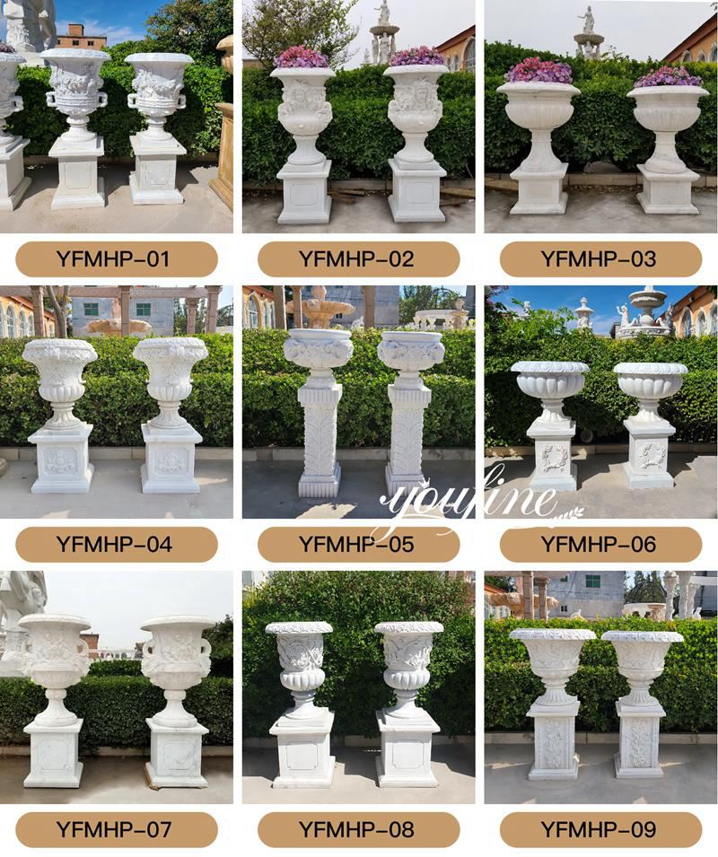 white marble planters