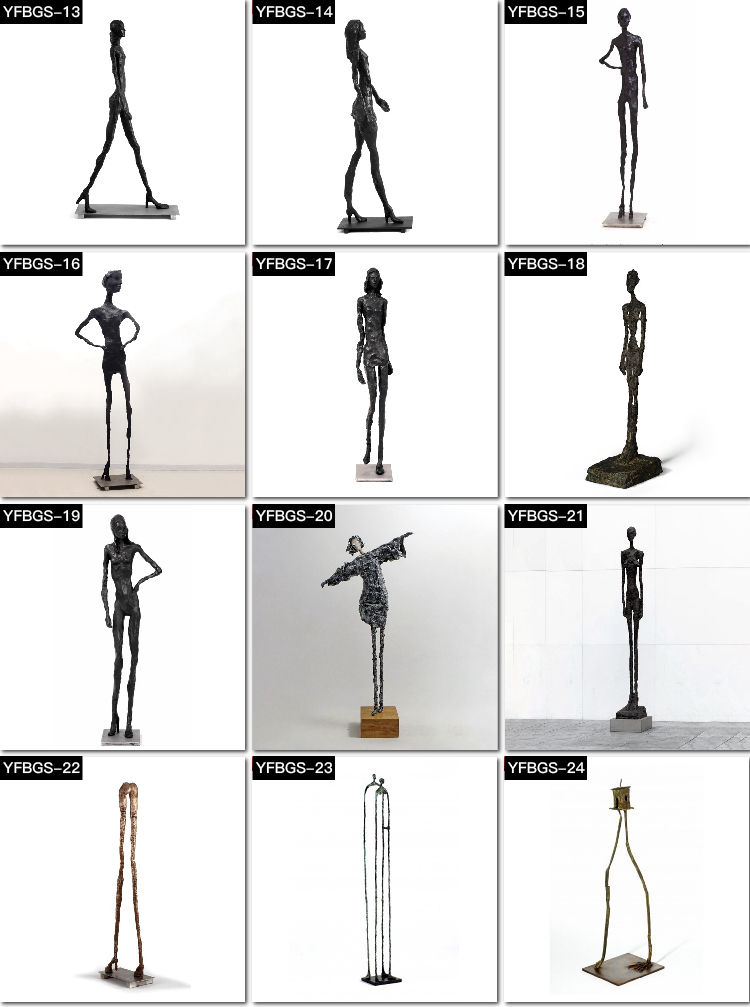 youfine Giacometti Style Bronze Tall Skinny Man Sculpture