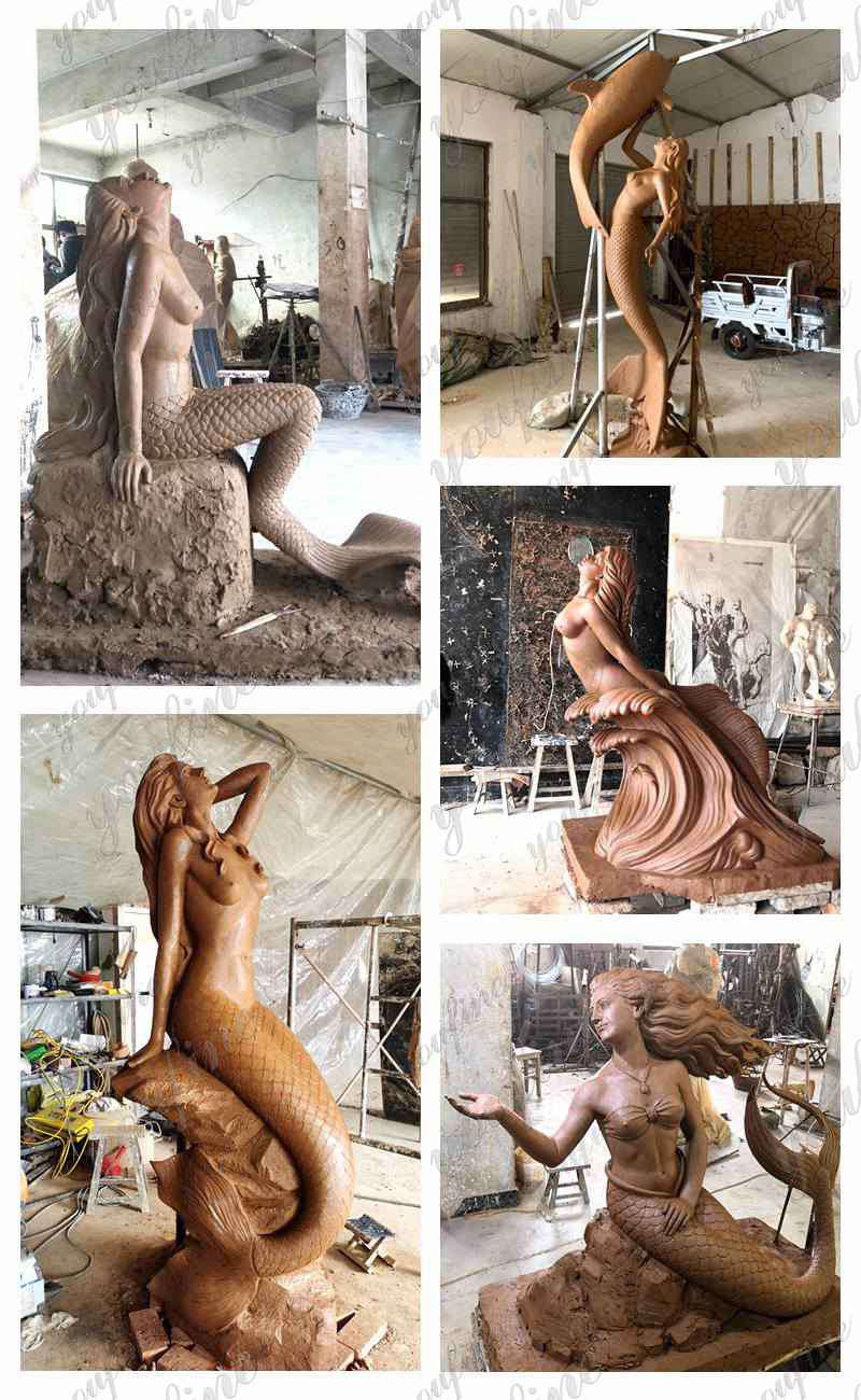 youfine bronze mermaid statue clay models